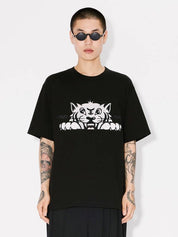 'kenzo happy tiger' embroidered oversized t-shirt in cotton