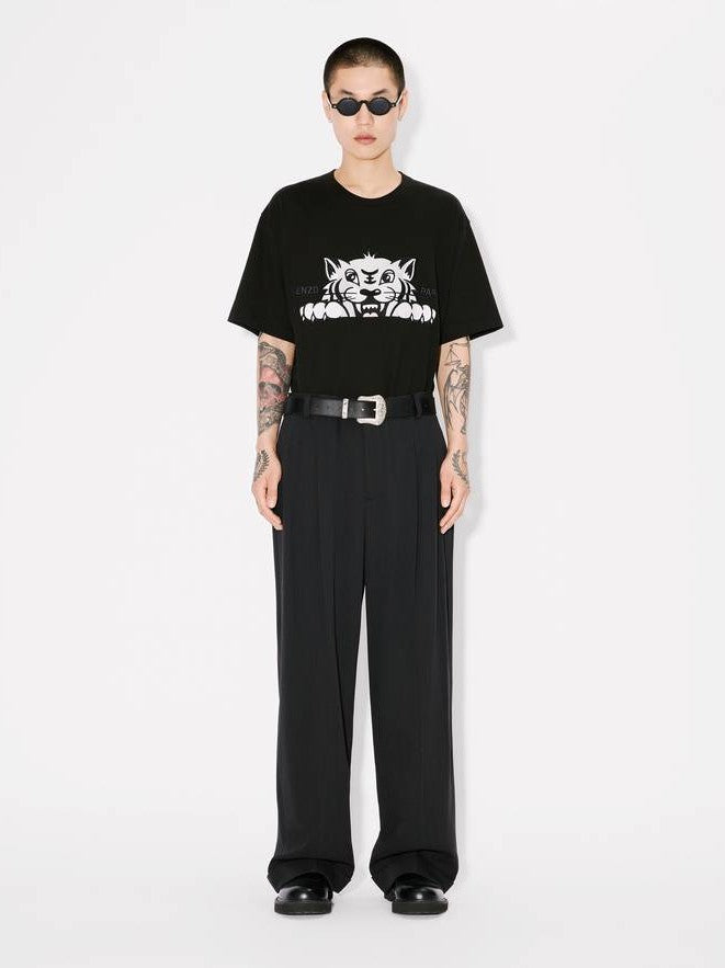 'kenzo happy tiger' embroidered oversized t-shirt in cotton