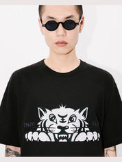 'kenzo happy tiger' embroidered oversized t-shirt in cotton