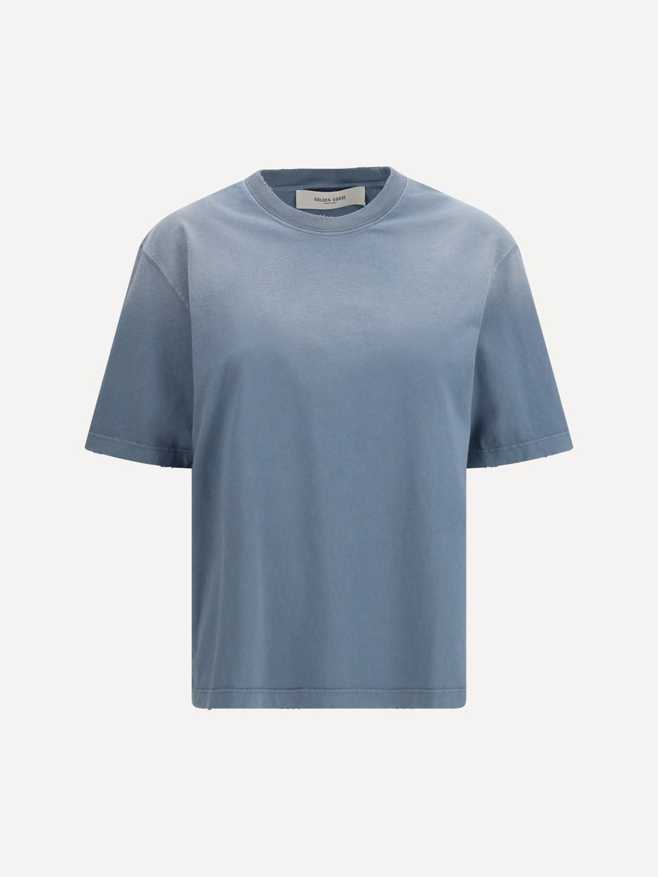 Relaxed fit t-shirt faded cotton jersey logo patch