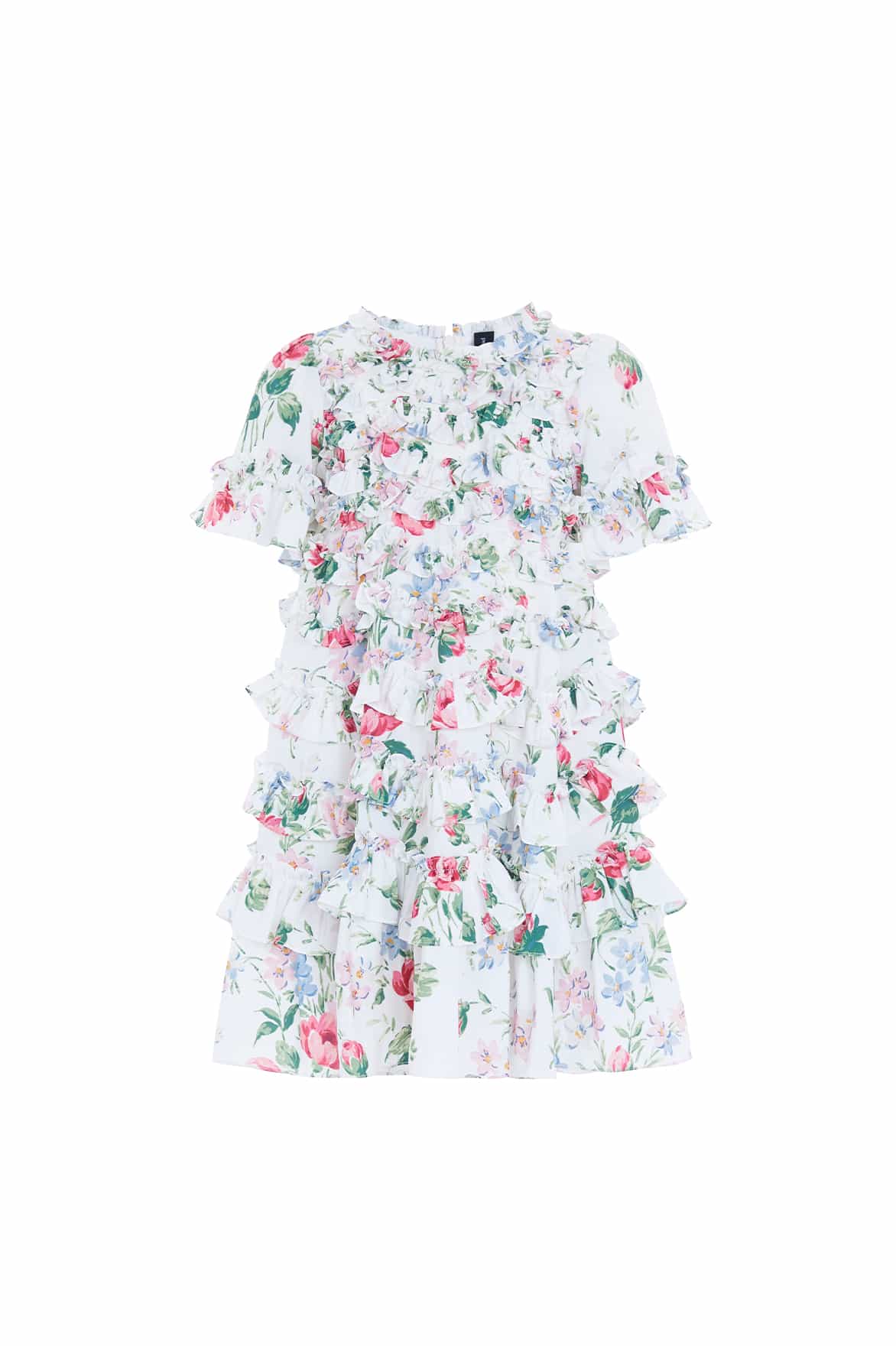 FLORAL FANTASY CREPE SHORT SLEEVE KIDS DRESS