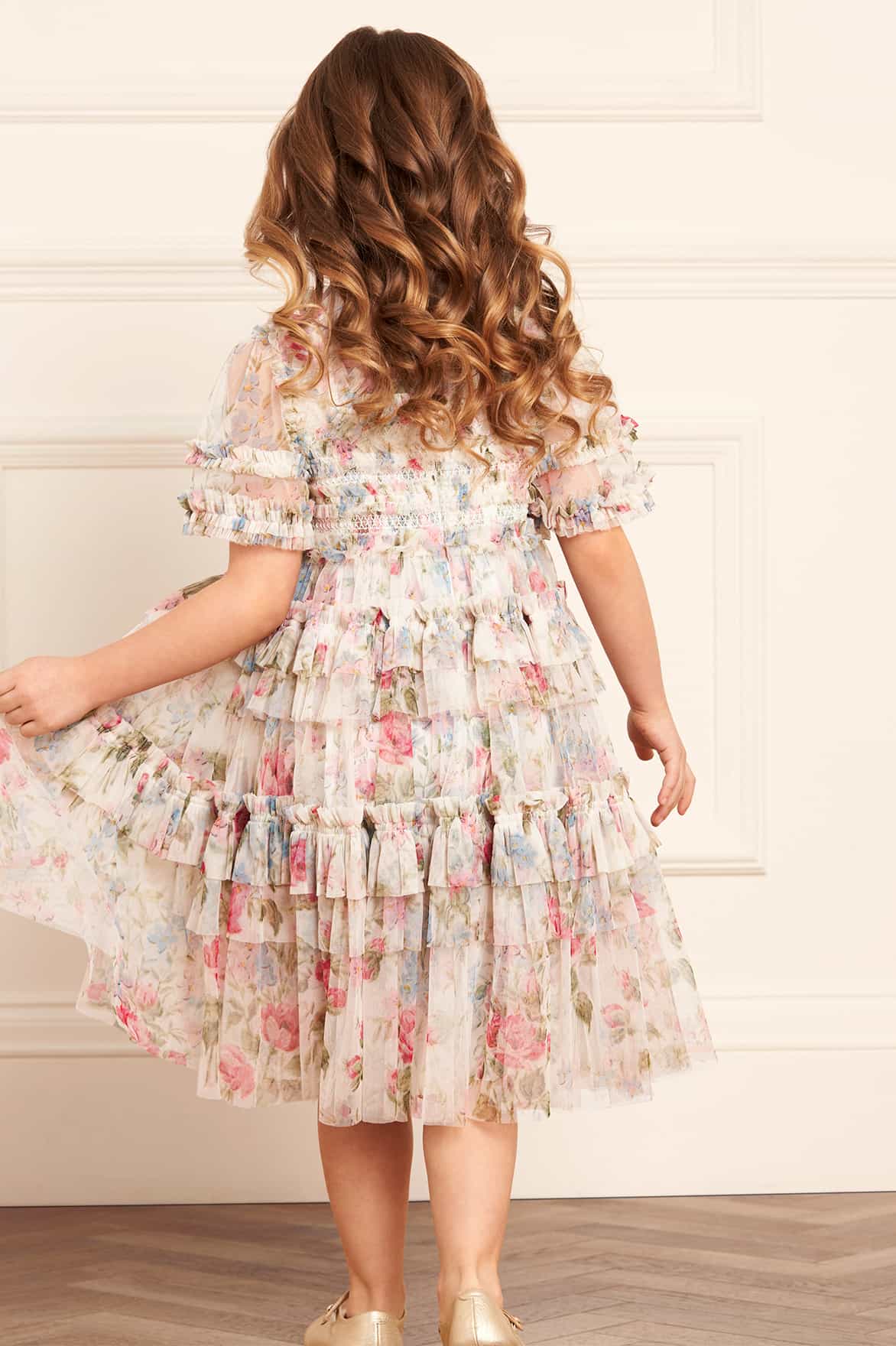 FLORAL FANTASY SMOCKED KIDS DRESS