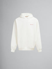 White organic cotton hoodie with wrinkled Marni logo