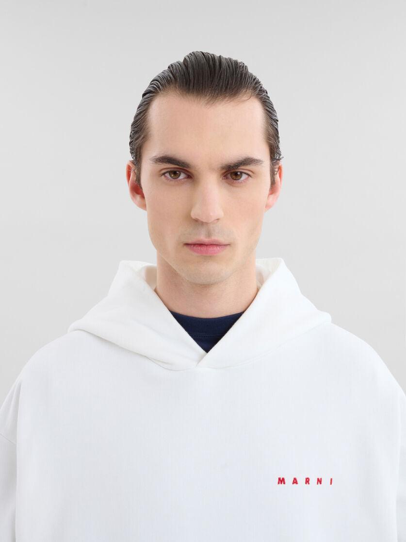 White organic cotton hoodie with wrinkled Marni logo