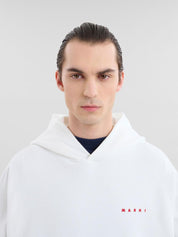 White organic cotton hoodie with wrinkled Marni logo