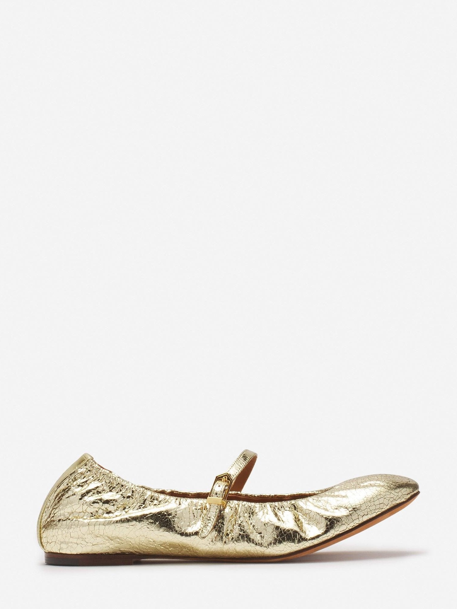 Mary jane in crackled metallic leather