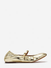 Mary jane in crackled metallic leather