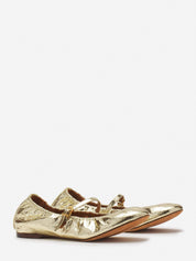 Mary jane in crackled metallic leather