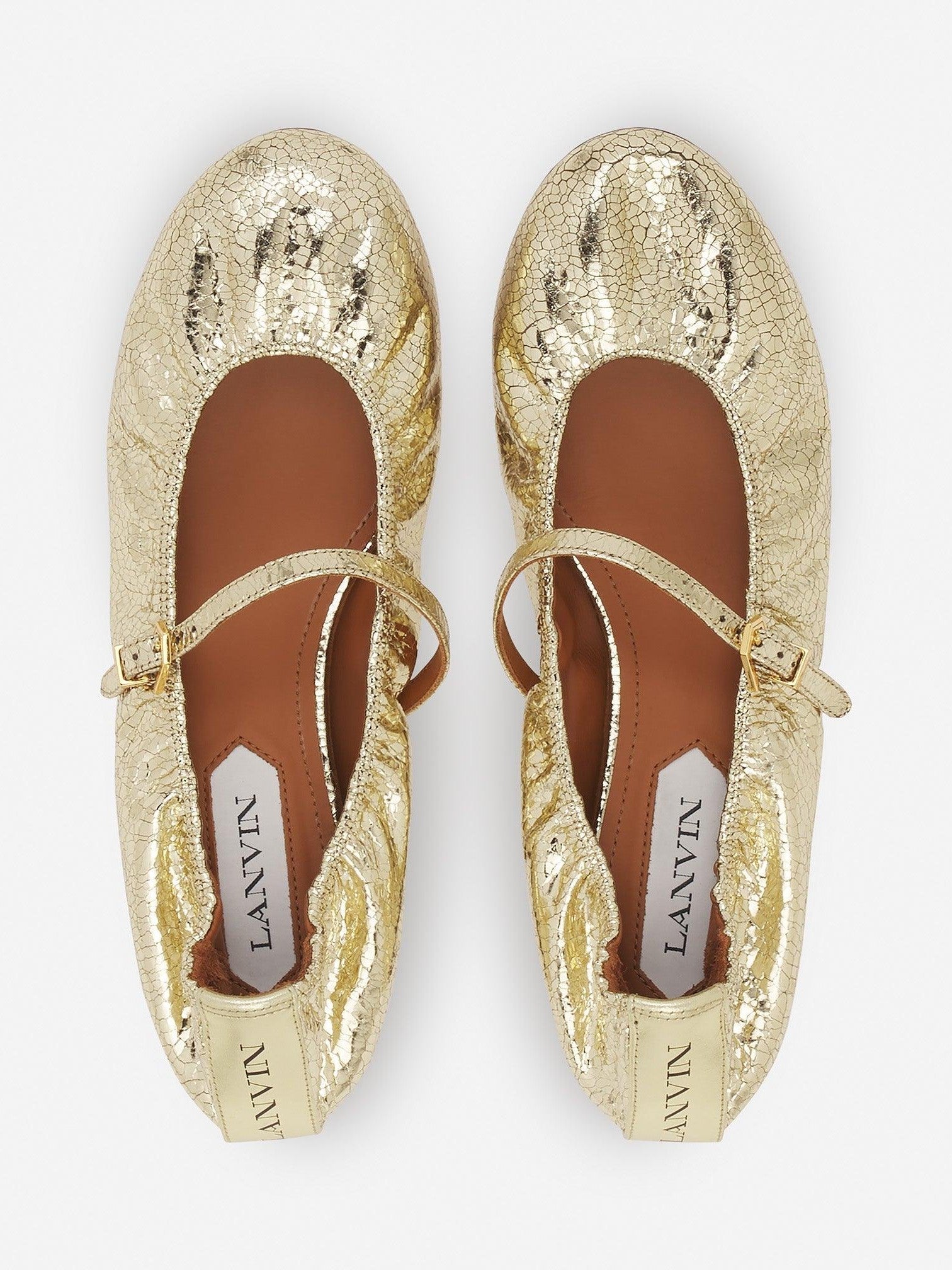 Mary jane in crackled metallic leather