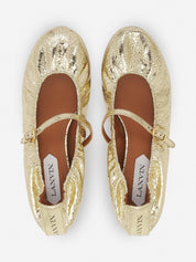 Mary jane in crackled metallic leather