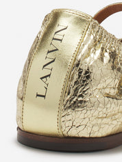 Mary jane in crackled metallic leather