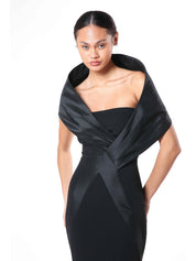 Royal crepe crystal & scuba gown - black