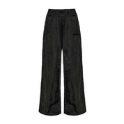 Crushed Satin Track Pant – Black