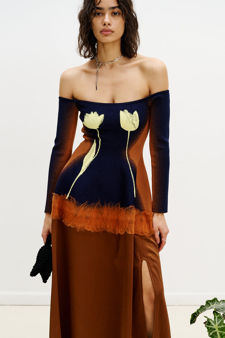 BRIONI NEEDLE PUNCH MAXI DRESS