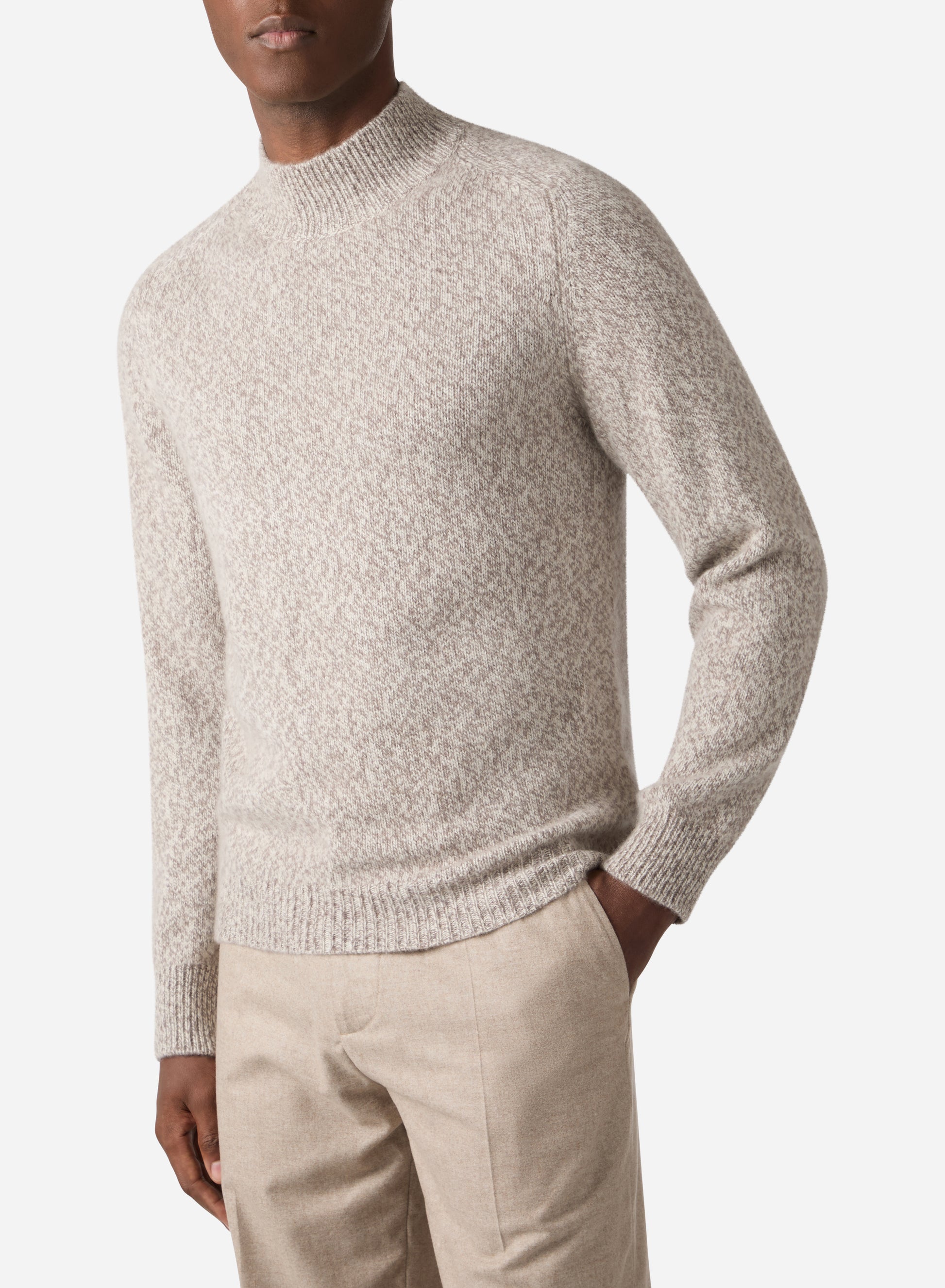 TWISTED CASHMERE MOCK COLLAR