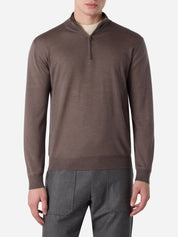Cashmere and silk long sleeves half zip