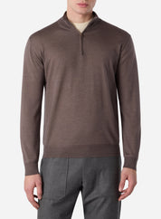 CASHMERE AND SILK LONG SLEEVES HALF ZIP