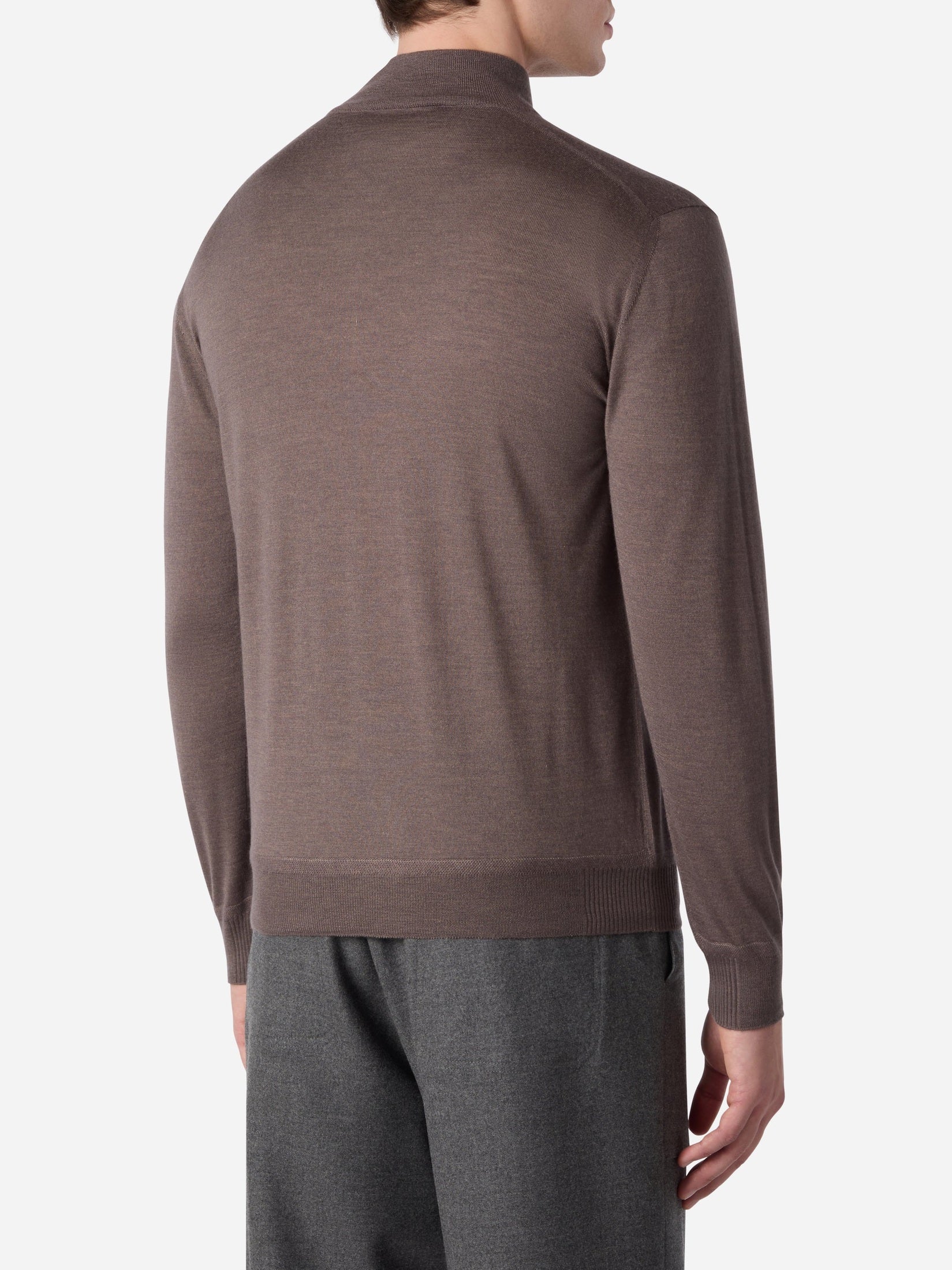 Cashmere and silk long sleeves half zip