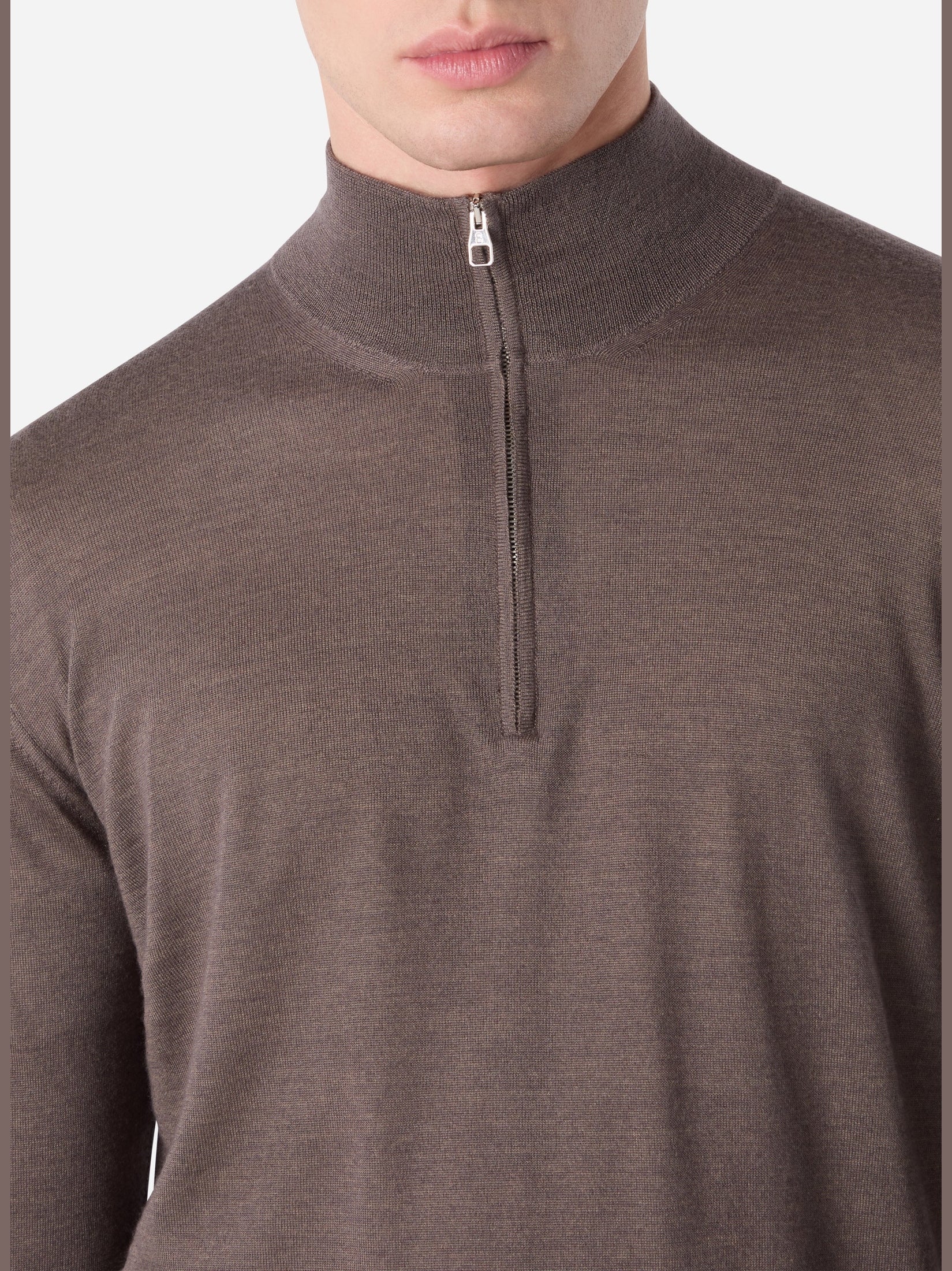 Cashmere and silk long sleeves half zip