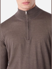 Cashmere and silk long sleeves half zip