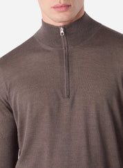 CASHMERE AND SILK LONG SLEEVES HALF ZIP
