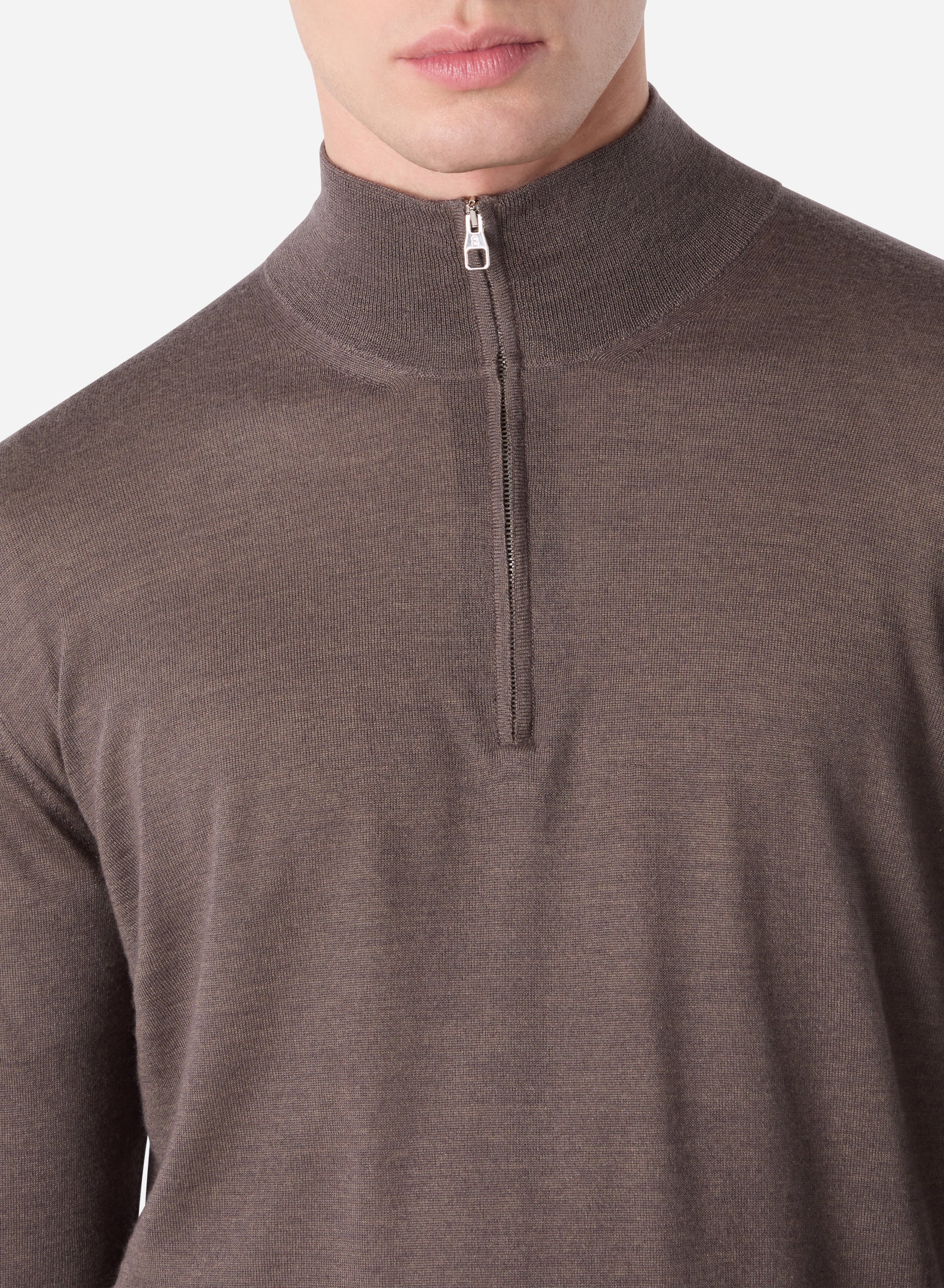 CASHMERE AND SILK LONG SLEEVES HALF ZIP