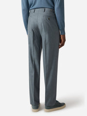 Wool silk cashmere flat front pant