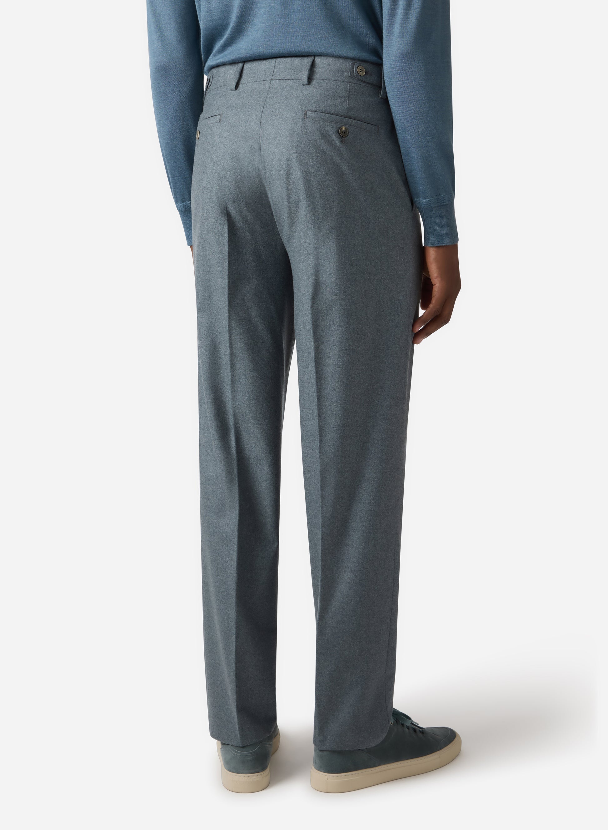 WOOL SILK CASHMERE FLAT FRONT PANT