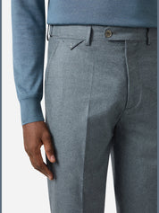Wool silk cashmere flat front pant