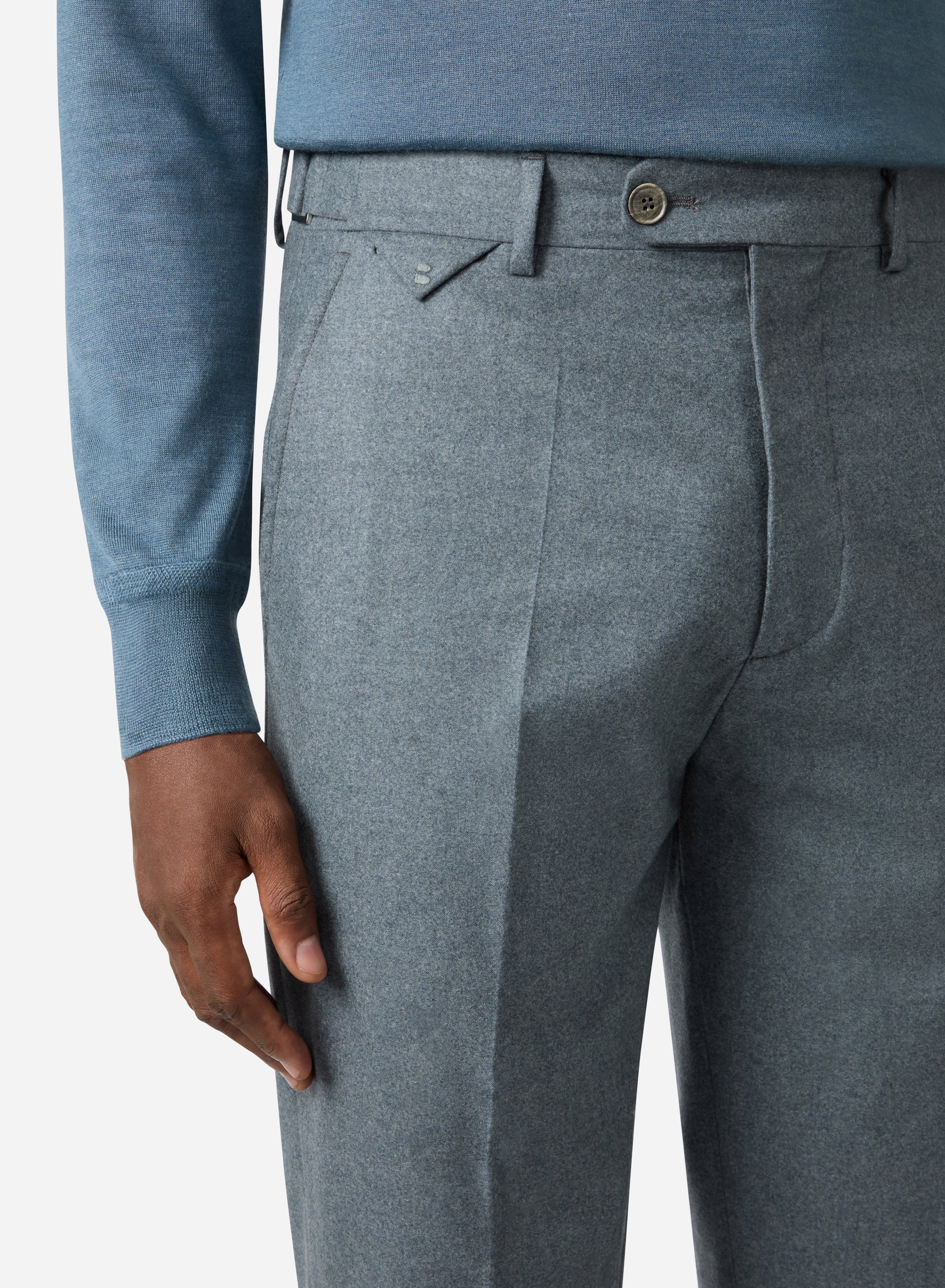 WOOL SILK CASHMERE FLAT FRONT PANT