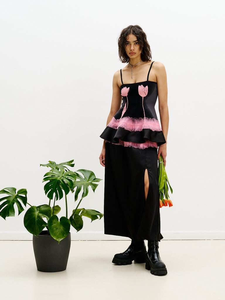 Zinya needle punch maxi skirt