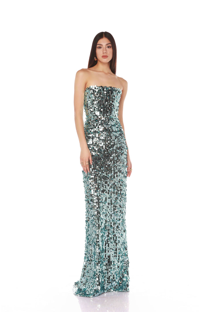 FARAH BLUE STRAPLESS GOWN