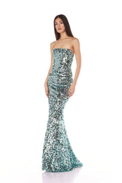 FARAH BLUE STRAPLESS GOWN