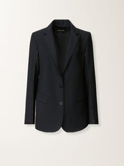 Oversized jacket in night blue bistretch lightweight wool