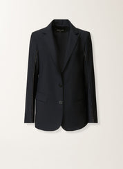 Oversized jacket in night blue bistretch lightweight wool