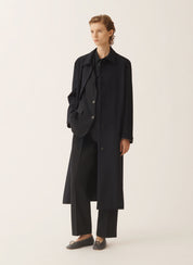 Oversized jacket in night blue bistretch lightweight wool