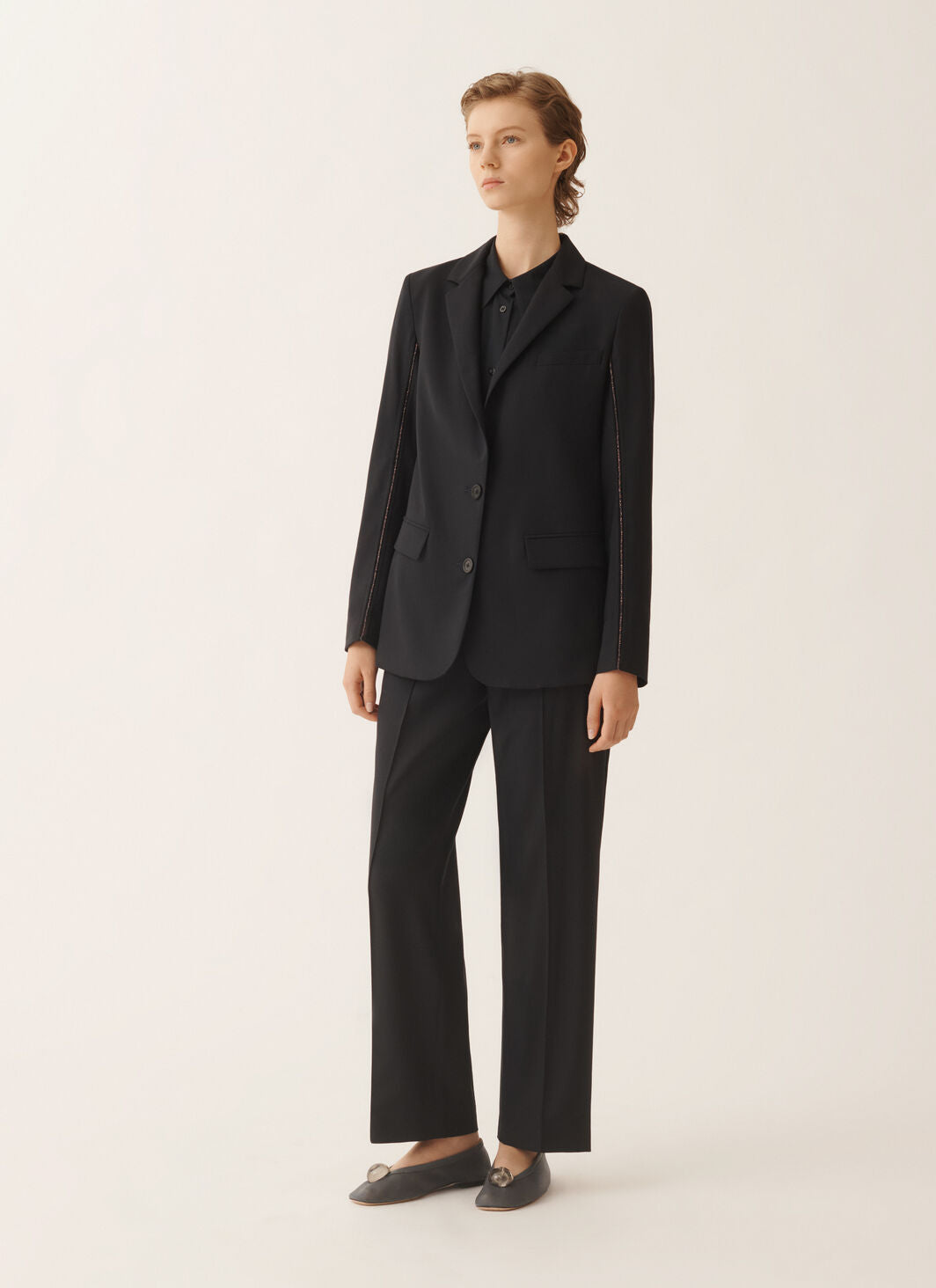 Oversized jacket in night blue bistretch lightweight wool