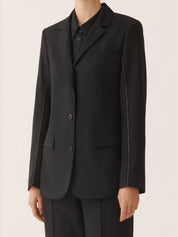 Oversized jacket in night blue bistretch lightweight wool