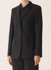 Oversized jacket in night blue bistretch lightweight wool