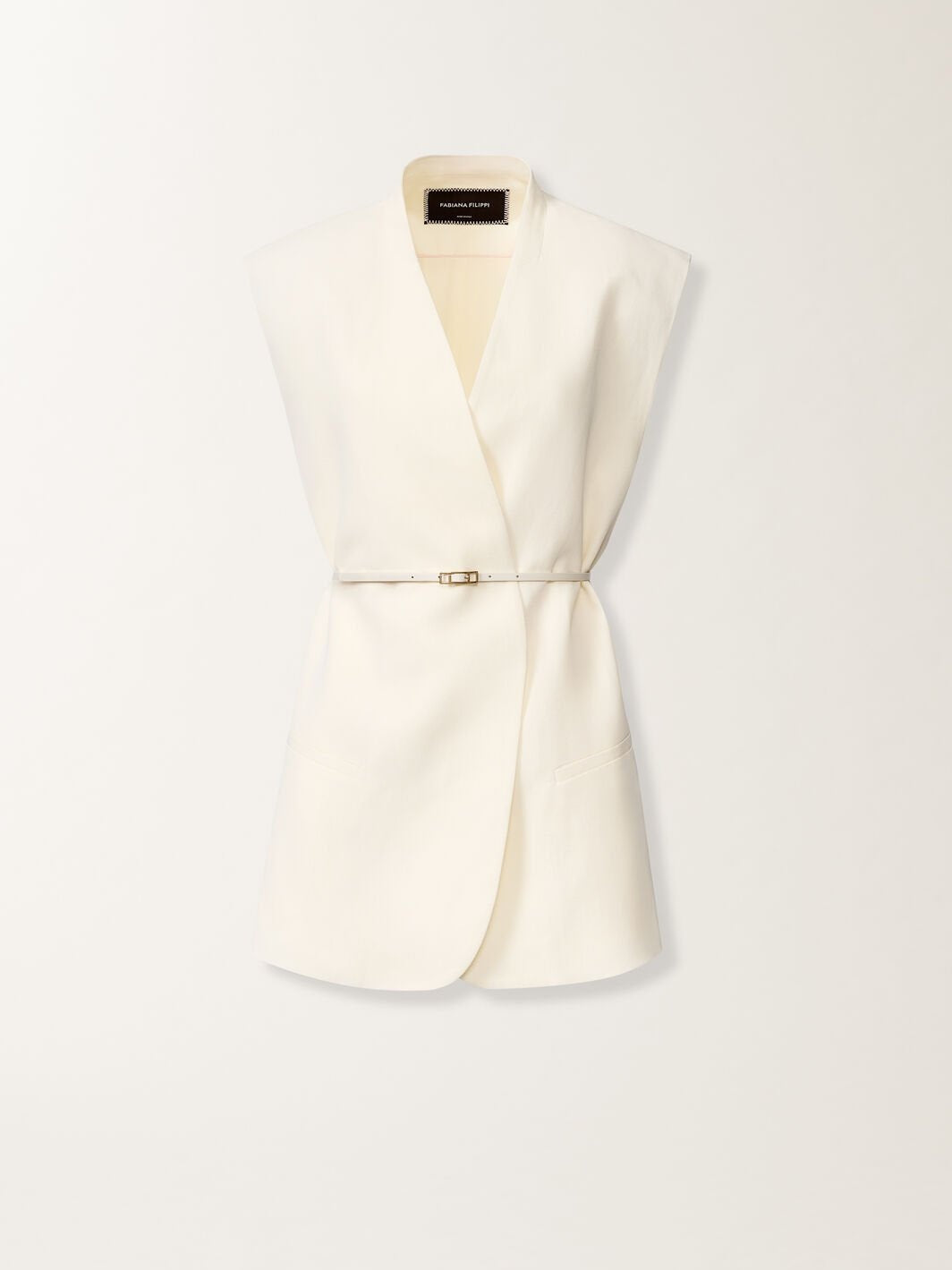 Viscose linen vest with leather belt