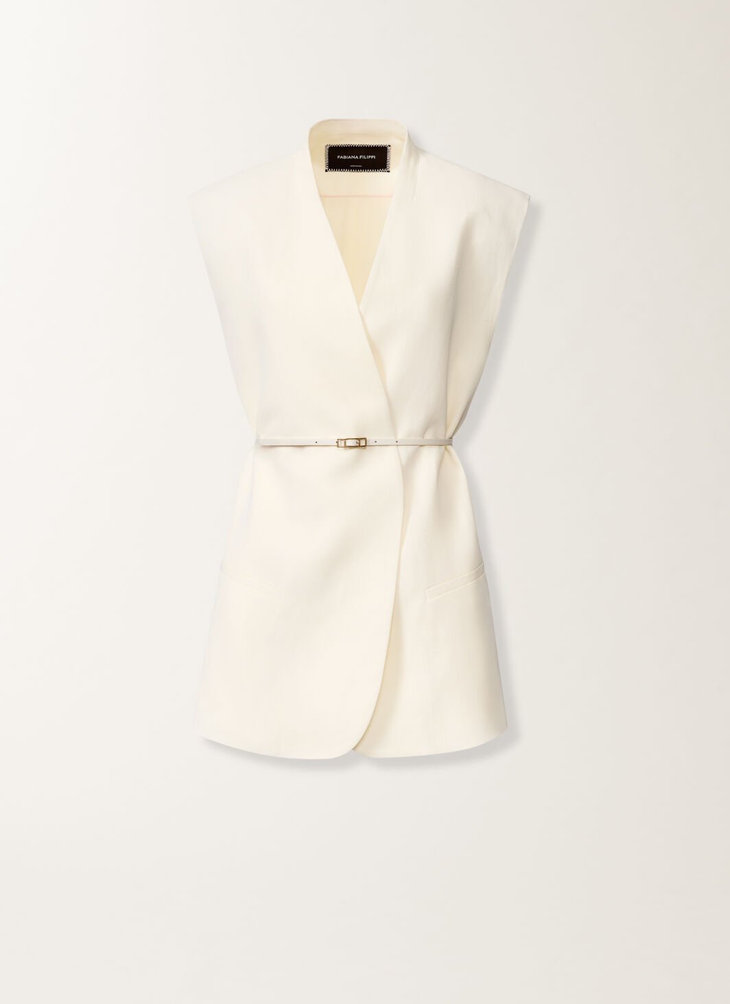 Viscose linen vest with leather belt