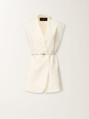 Viscose linen vest with leather belt