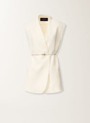 Viscose linen vest with leather belt