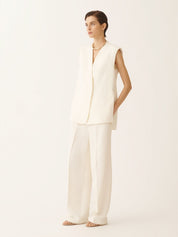Viscose linen vest with leather belt