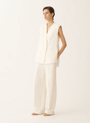 Viscose linen vest with leather belt