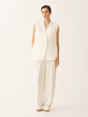 Viscose linen vest with leather belt