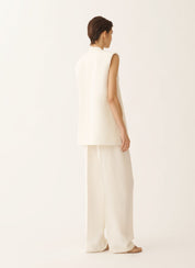 Viscose linen vest with leather belt