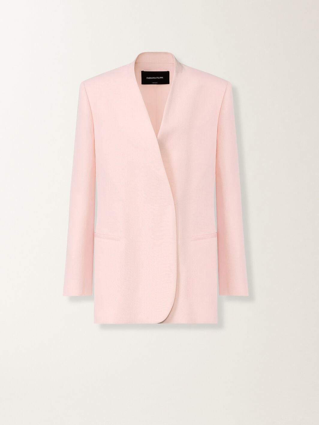 Long jacket in fluid linen and viscose