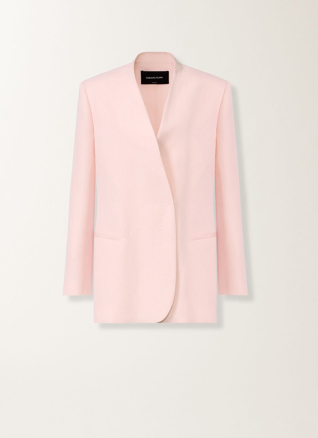Long jacket in fluid linen and viscose