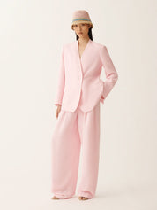 Long jacket in fluid linen and viscose